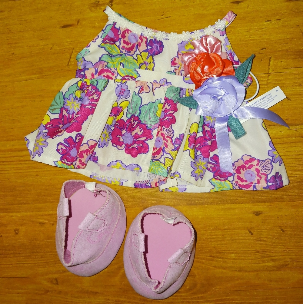 Build-A-Bear Outfit Accessories Floral Tea Party Dress Cowgirl Boots Flowers - Picture 2 of 2